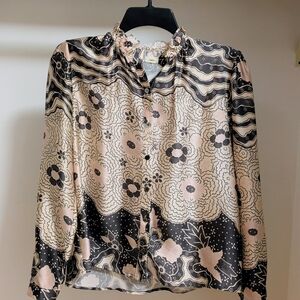 Warm Floral Pattern button-down silk blouse size 0